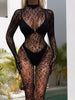 Elegancki Bodystocking z Koronkowym Wzorem